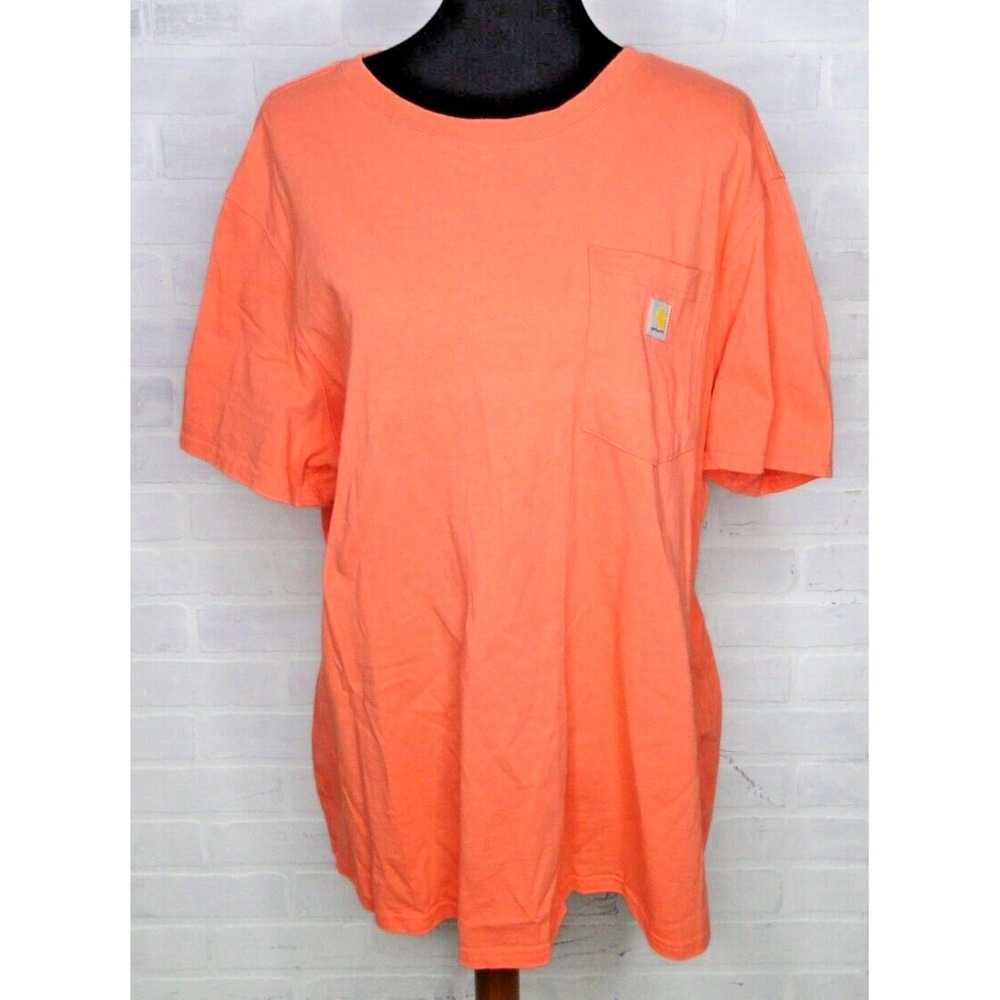 Women's Carharrt Short Sleeve T-Shirt Size 2XL‎ 20W-22 W/ Pocket Loose Fit Pink